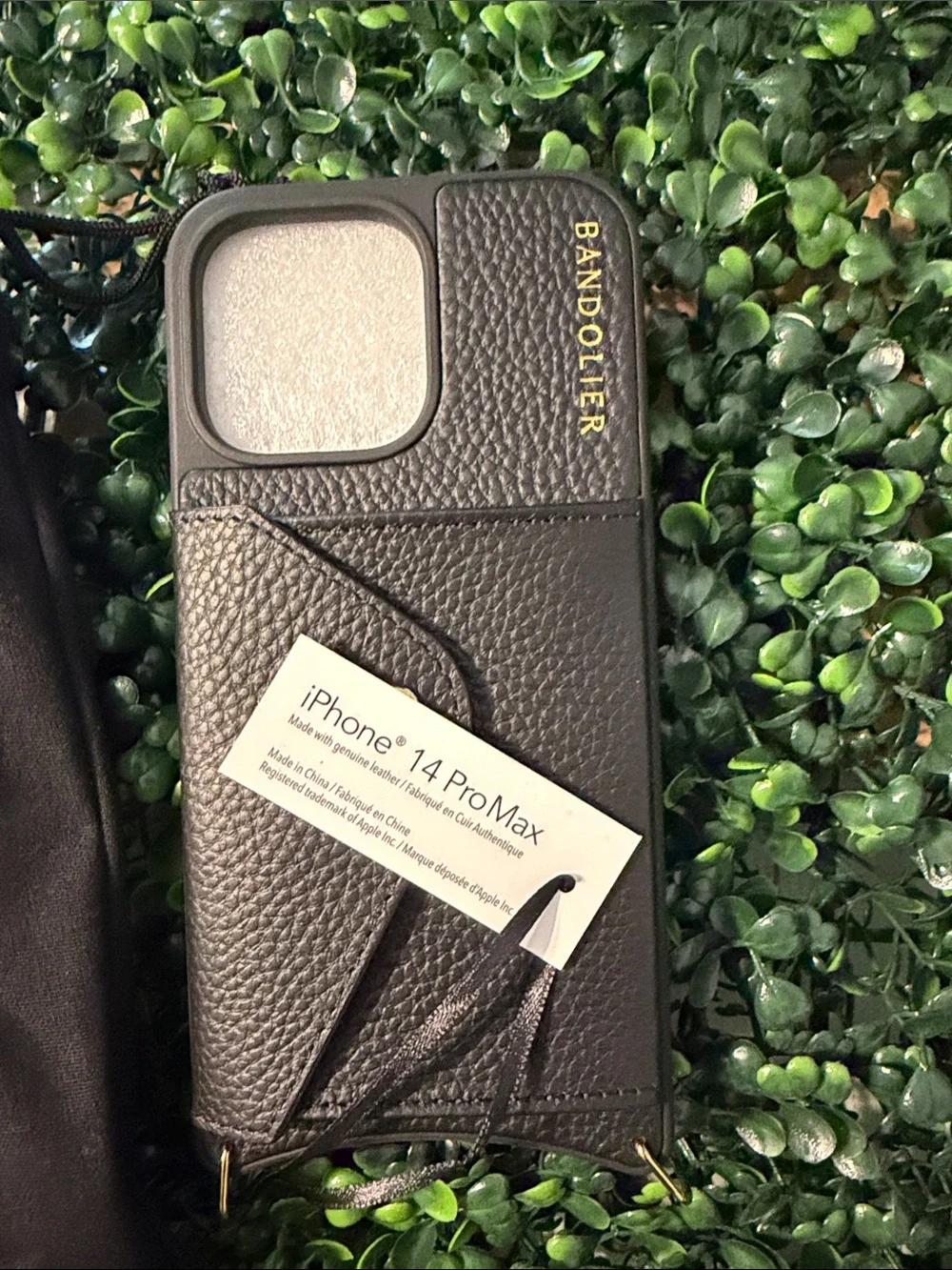 Bandolier Black Pebbled Leather Crossbody Phone Case iPhone 14 ProMax NIB